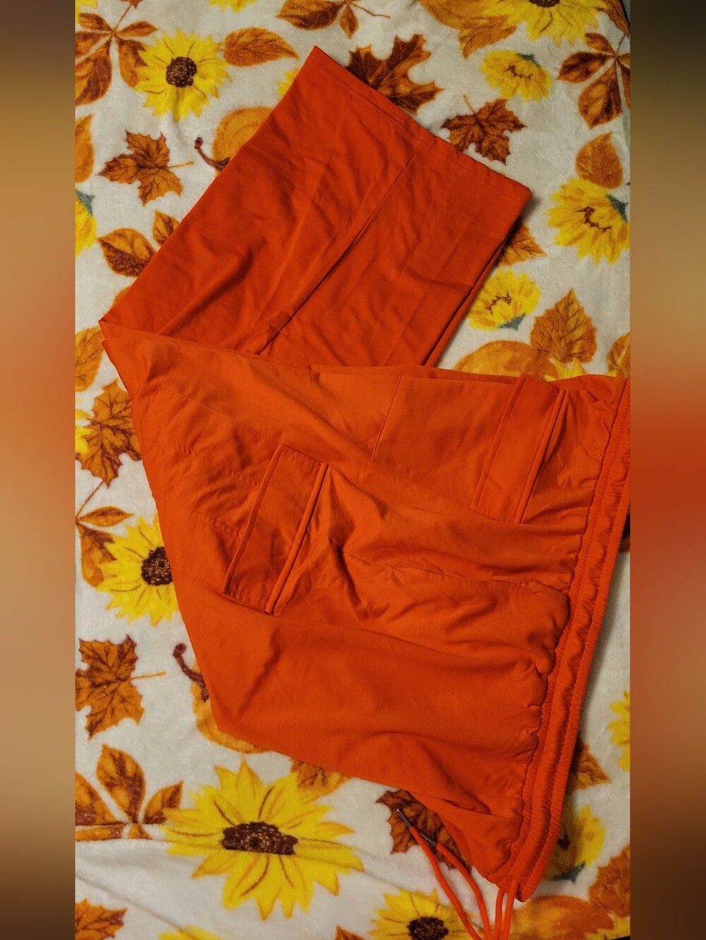 SHEIN Orange Women's Drawstring Cargo Pants, Size 5XL.
